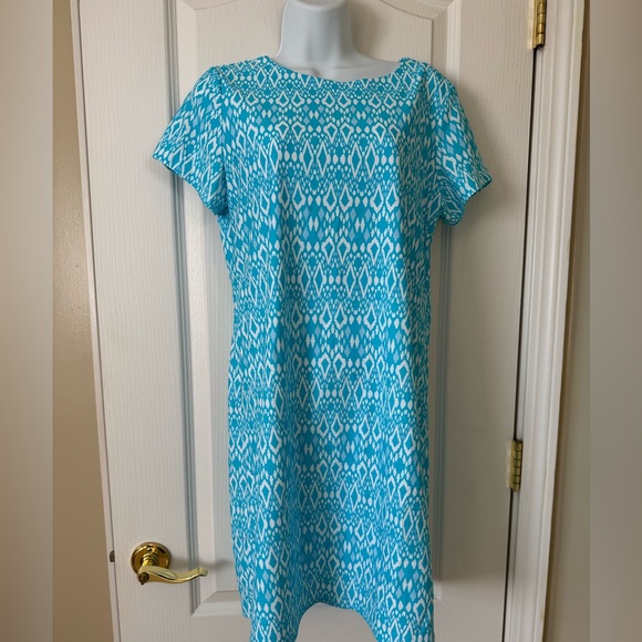 Jude Connally Dresses & Skirts - Small Jude Connally Trellis Trio Aquamarine Short Sleeve Dress.